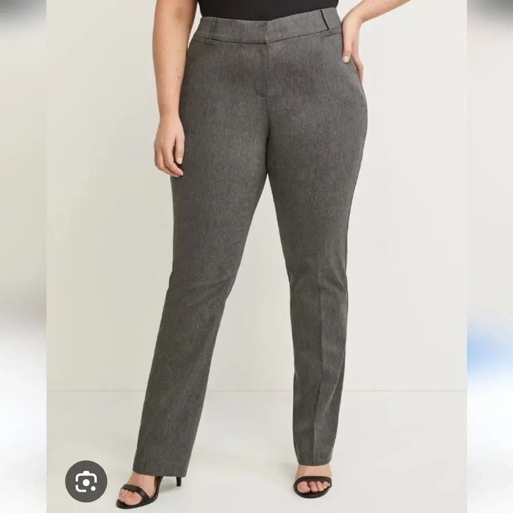 Lane Bryant The Allie Stretchy Gray Slacks Straight Leg Pants Size 16R